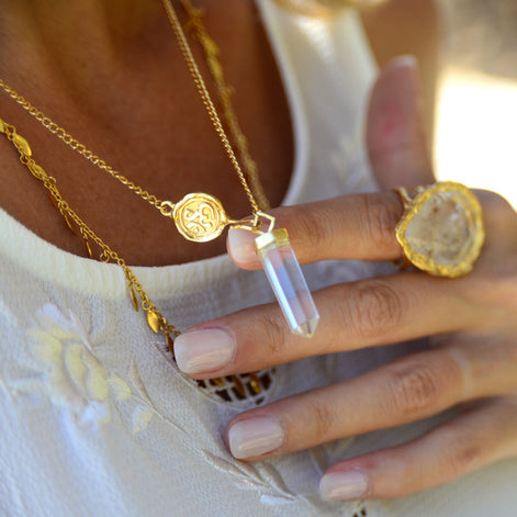 Om Crystal Necklace - Silver