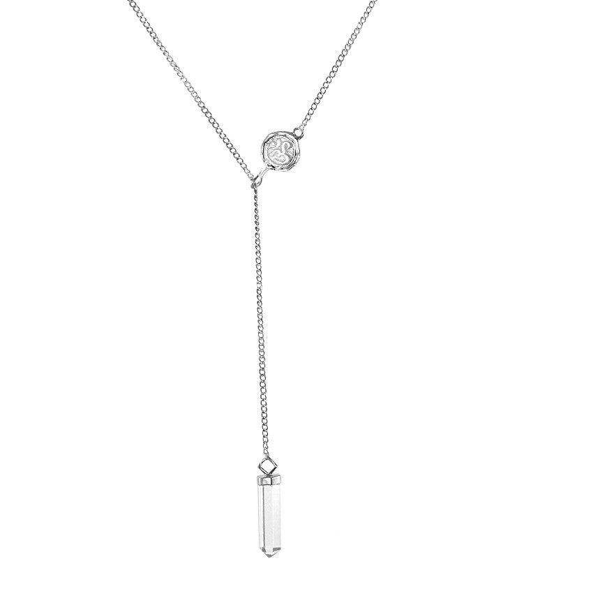 Om Crystal Necklace - Silver